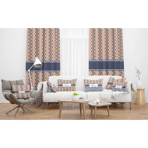 Tribal Sheer and Custom Curtains in Room with Matching Pillows