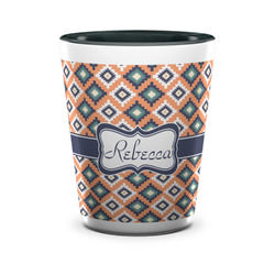 Tribal Ceramic Shot Glass - 1.5 oz - Two Tone - Set of 4 (Personalized)