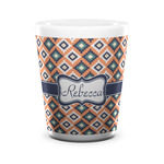 Tribal Ceramic Shot Glass - 1.5 oz - White - Set of 4 (Personalized)