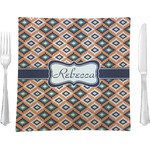 Tribal 9.5" Glass Square Lunch / Dinner Plate- Single or Set of 4 (Personalized)