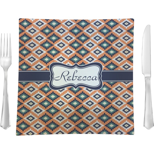 Custom Tribal Glass Square Lunch / Dinner Plate 9.5" (Personalized)