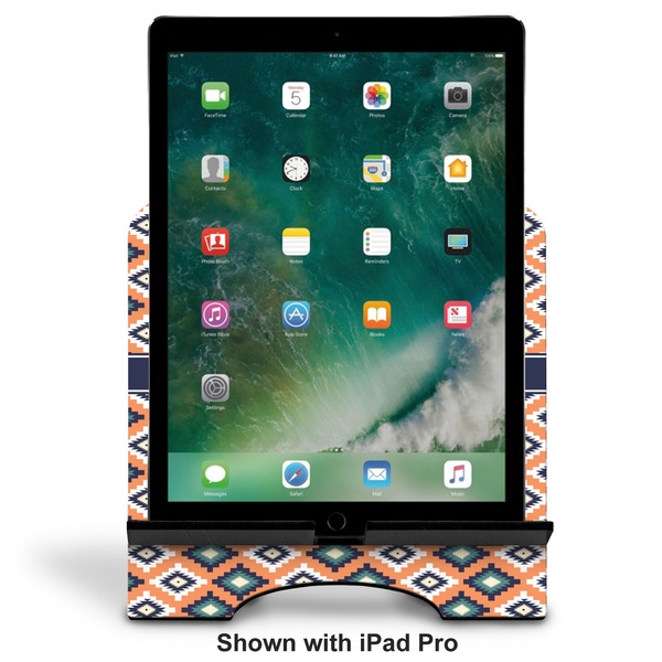 Tribal Stylized Tablet Stand - Front with ipad