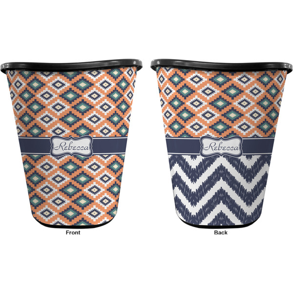 Tribal Trash Can Black - Front and Back - Apvl