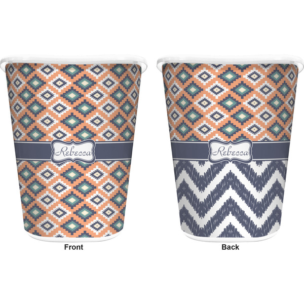 Tribal Trash Can White - Front and Back - Apvl