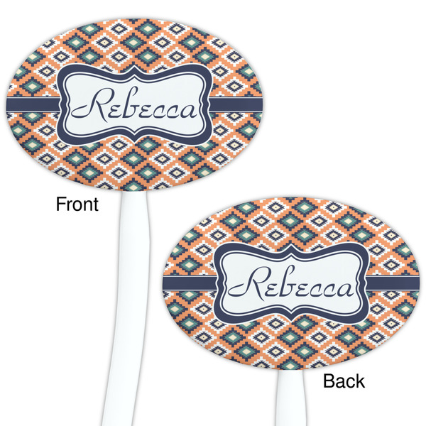 Tribal White Plastic 7" Stir Stick - Double Sided - Oval - Front & Back