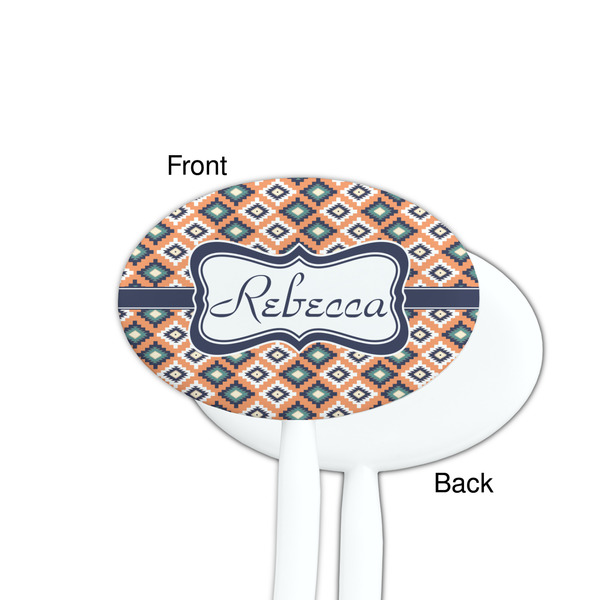 Tribal White Plastic 7" Stir Stick - Single Sided - Oval - Front & Back