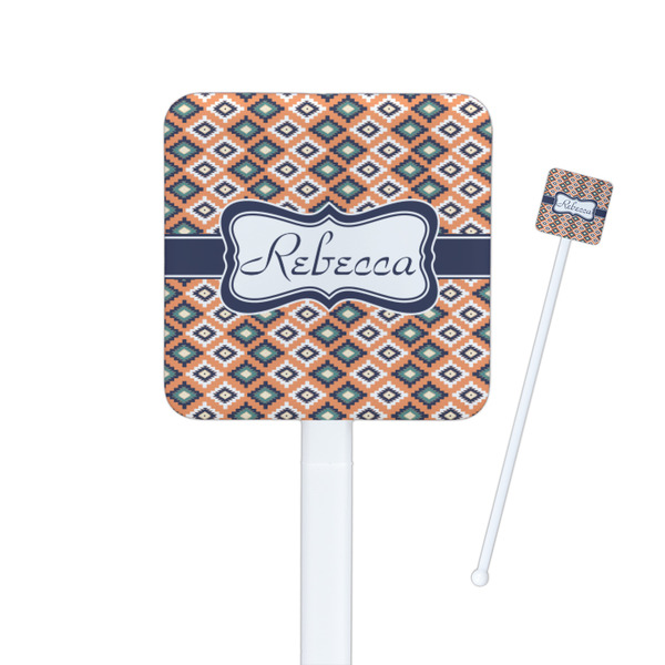 Custom Tribal Square Plastic Stir Sticks (Personalized)