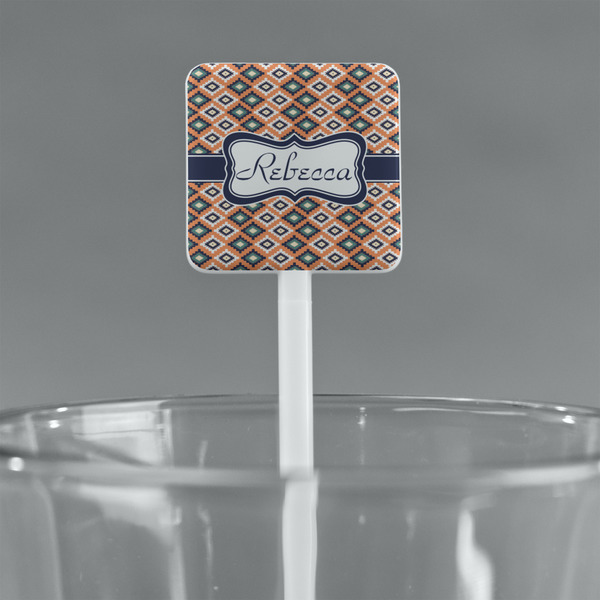 Tribal White Plastic Stir Stick - Square - Main