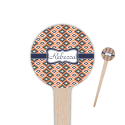 Tribal 4" Round Wooden Food Picks - Double Sided (Personalized)