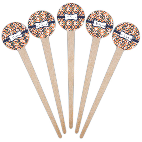 Tribal Wooden 4" Food Pick - Round - Fan View