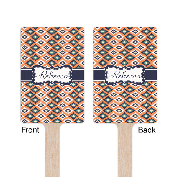 Tribal Wooden 6.25" Stir Stick - Rectangular - Double Sided - Front & Back
