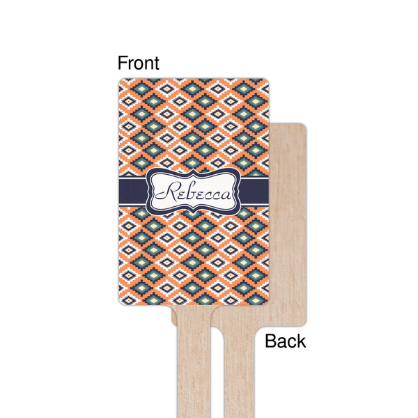 Tribal Wooden 6.25" Stir Stick - Rectangular - Single - Front & Back