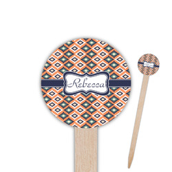 Tribal 6" Round Wooden Food Picks - Double Sided (Personalized)