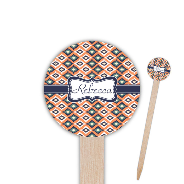 Custom Tribal Round Wooden Food Picks (Personalized)
