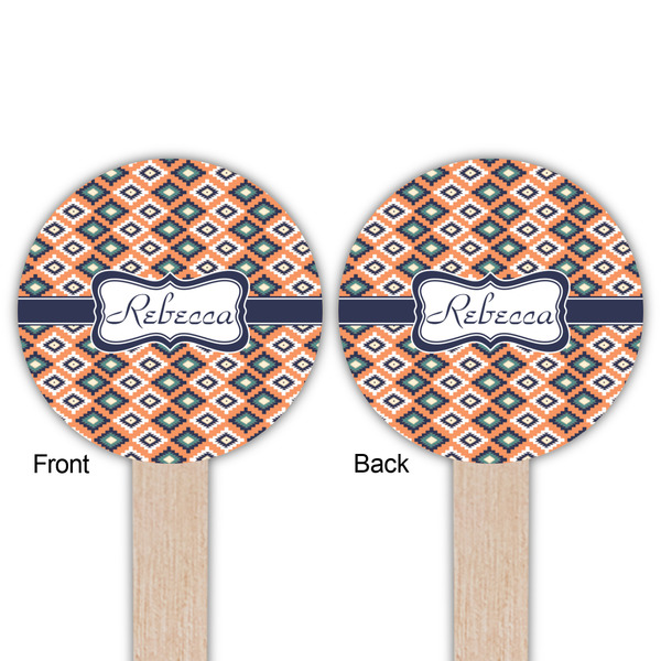 Tribal Wooden 6" Food Pick - Round - Double Sided - Front & Back