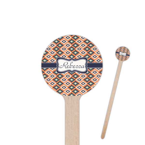 Custom Tribal 6" Round Wooden Stir Sticks - Single Sided (Personalized)