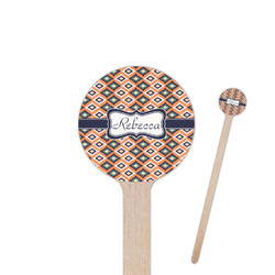 Tribal 7.5" Round Wooden Stir Sticks - Single Sided (Personalized)