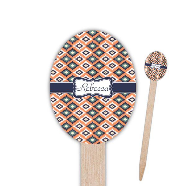 Custom Tribal Oval Wooden Food Picks - Double Sided (Personalized)