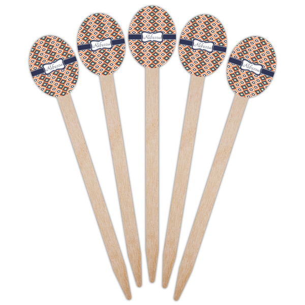 Tribal Wooden Food Pick - Oval - Fan View