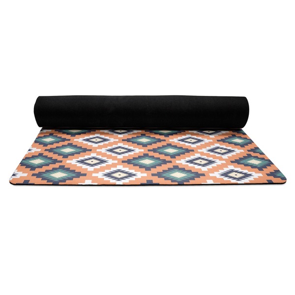 Tribal Yoga Mat Rolled up Black Rubber Backing
