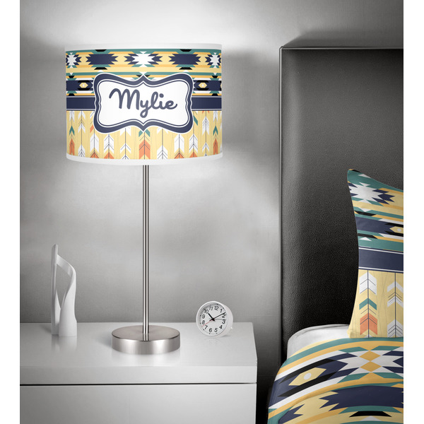 Tribal2 13 inch drum lamp shade - in room