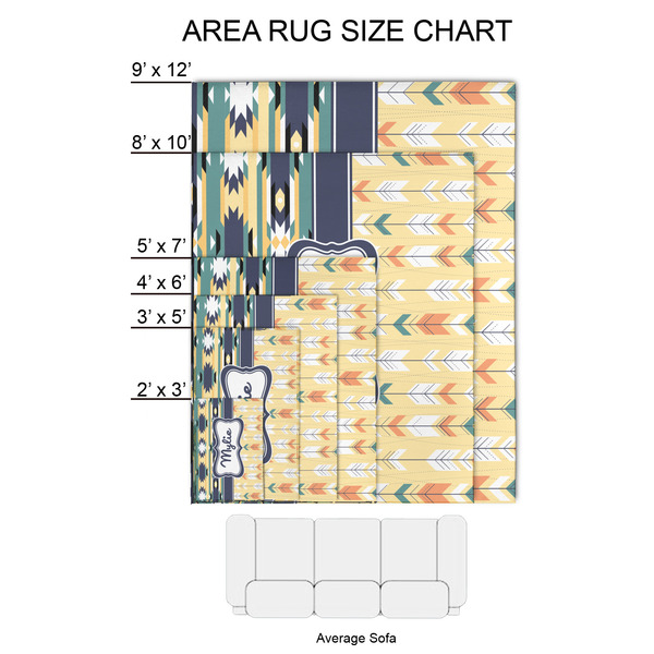 Tribal2 2'x3' Indoor Area Rugs - Size Chart