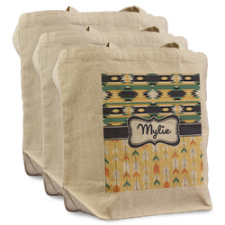 Tribal2 Reusable Cotton Grocery Bags - Set of 3 (Personalized)