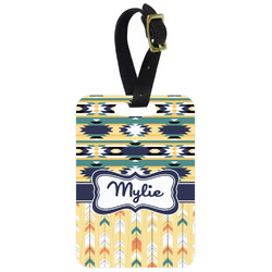 Tribal2 Metal Luggage Tag w/ Name or Text