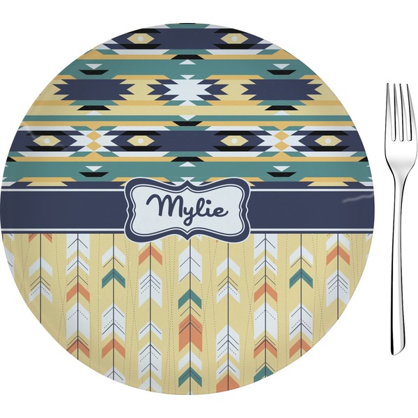 Custom Tribal2 8" Glass Appetizer / Dessert Plates - Single or Set (Personalized)