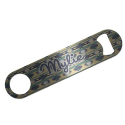 Tribal2 Bar Bottle Opener - Silver w/ Name or Text