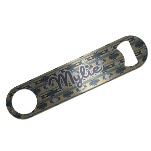 Custom Tribal2 Bar Bottle Opener - Silver w/ Name or Text