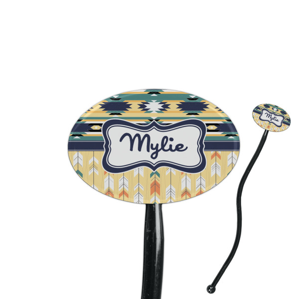 Custom Tribal2 7" Oval Plastic Stir Sticks - Black - Single Sided (Personalized)