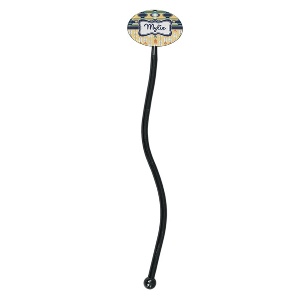 Tribal2 Black Plastic 7" Stir Stick - Oval - Single Stick