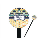 Tribal2 7" Round Plastic Stir Sticks - Black - Single Sided (Personalized)