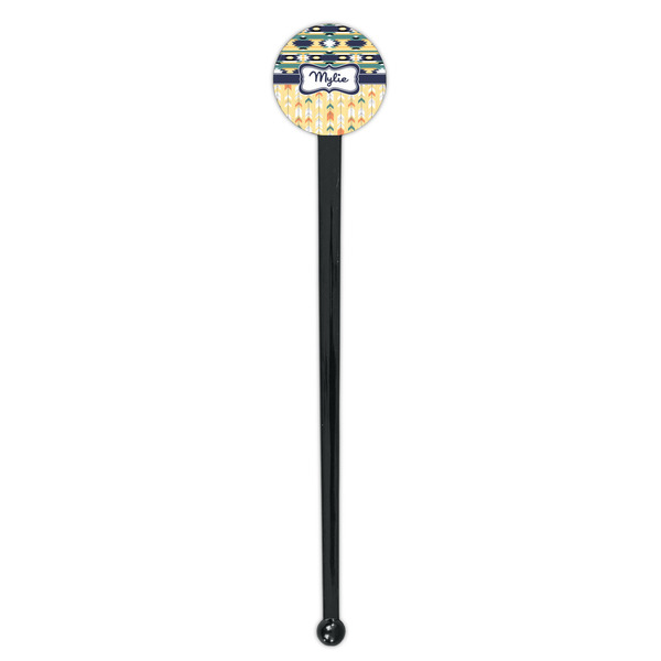 Tribal2 Black Plastic 7" Stir Stick - Round - Single Stick