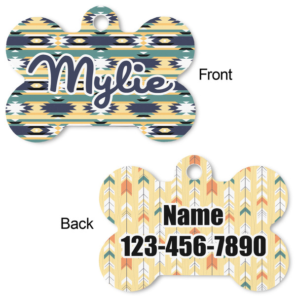 Tribal2 Bone Shaped Dog Tag - Front & Back