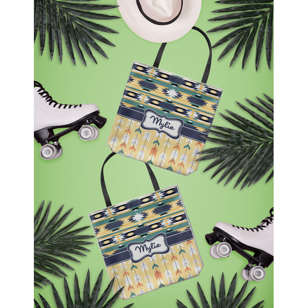 Tribal2 Canvas Tote Lifestyle Front and Back- 13x13