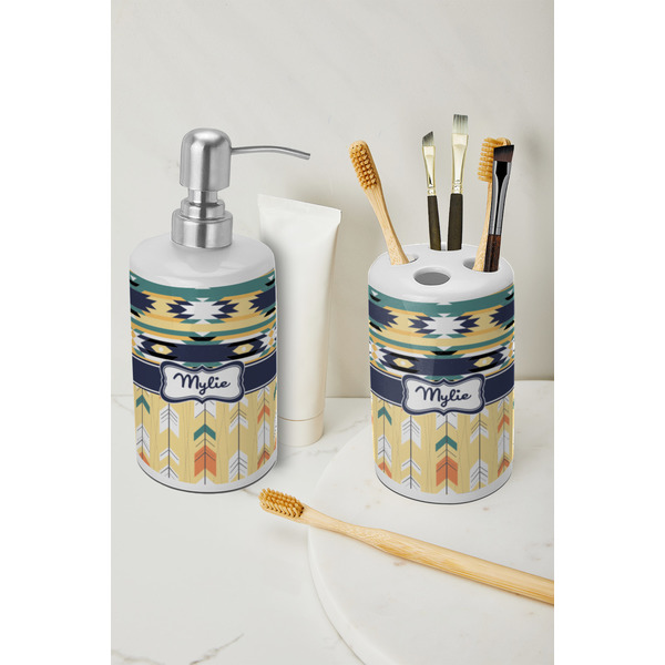 Tribal2 Ceramic Bathroom Accessories - LIFESTYLE (toothbrush holder & soap dispenser)