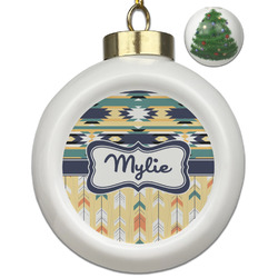 Tribal2 Ceramic Ball Ornament - Christmas Tree (Personalized)