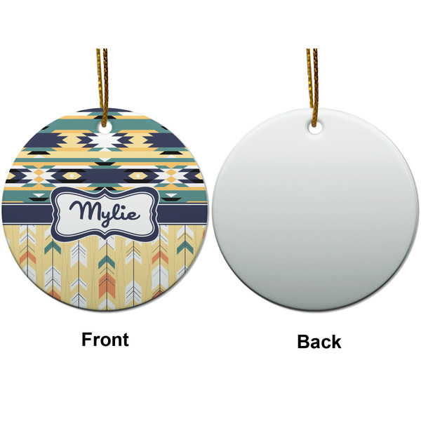 Tribal2 Ceramic Flat Ornament - Circle Front & Back (APPROVAL)