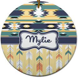 Tribal2 Round Ceramic Ornament w/ Name or Text