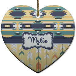 Tribal2 Heart Ceramic Ornament w/ Name or Text