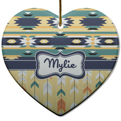 Tribal2 Heart Ceramic Ornament w/ Name or Text