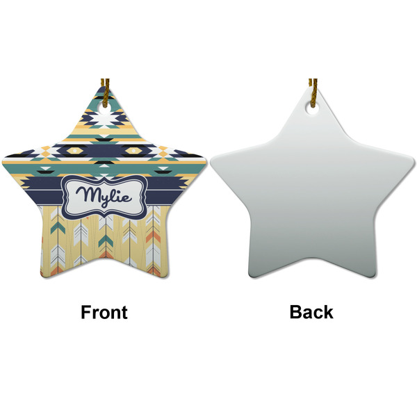 Tribal2 Ceramic Flat Ornament - Star Front & Back (APPROVAL)
