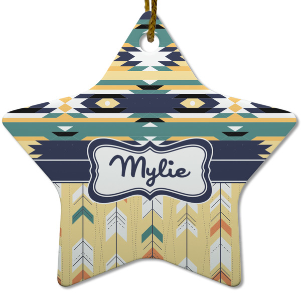 Tribal2 Ceramic Flat Ornament - Star (Front)