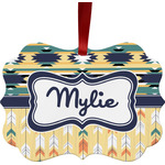 Tribal2 Metal Frame Ornament - Double Sided w/ Name or Text