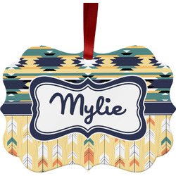 Tribal2 Metal Frame Ornament - Double Sided w/ Name or Text