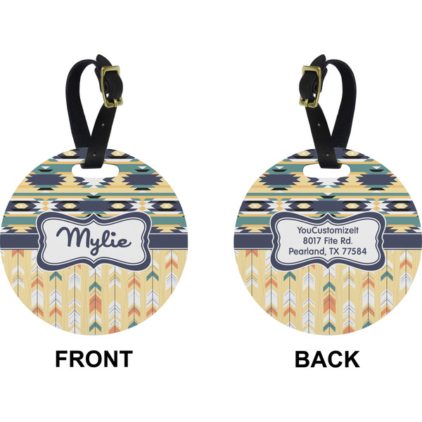 Tribal2 Circle Luggage Tag (Front + Back)
