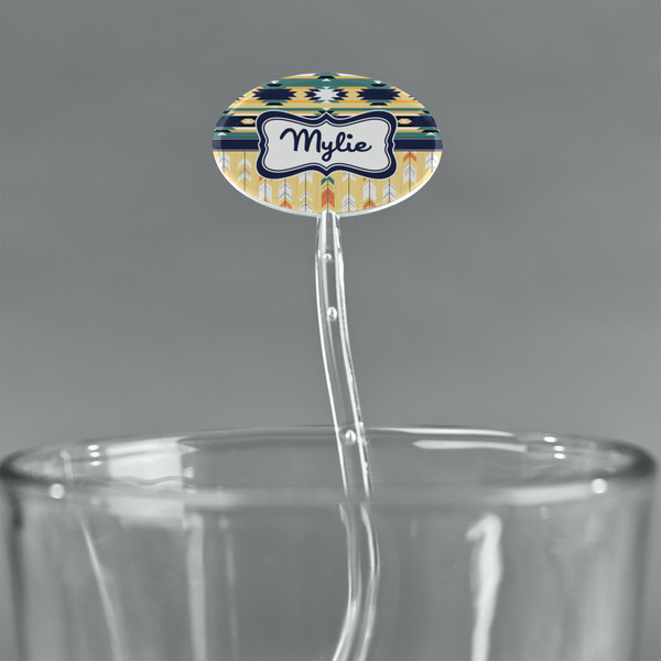 Tribal2 Clear Plastic 7" Stir Stick - Oval - Main