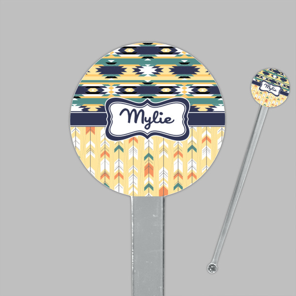 Tribal2 Clear Plastic 7" Stir Stick - Round - Closeup